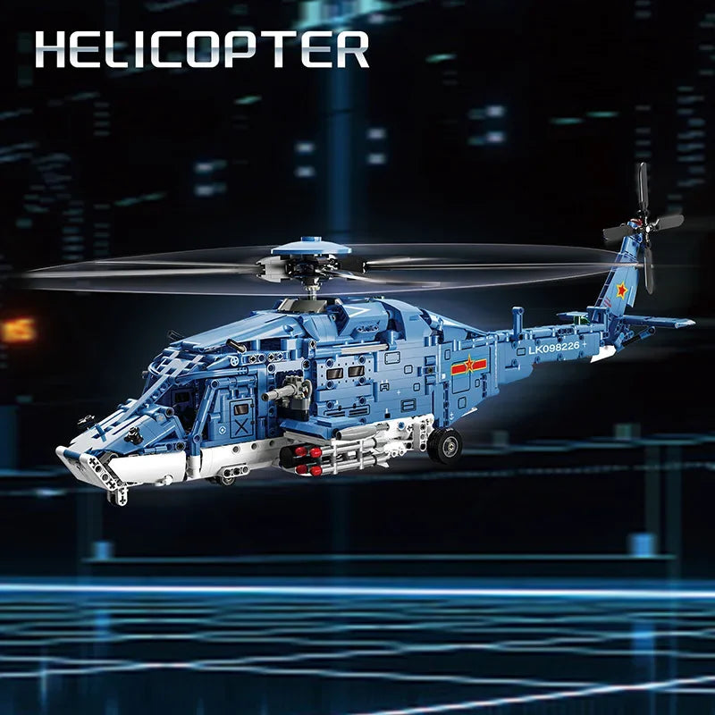 Modern Military Gunship Helicopter Building Block Set – Air Forces Collection