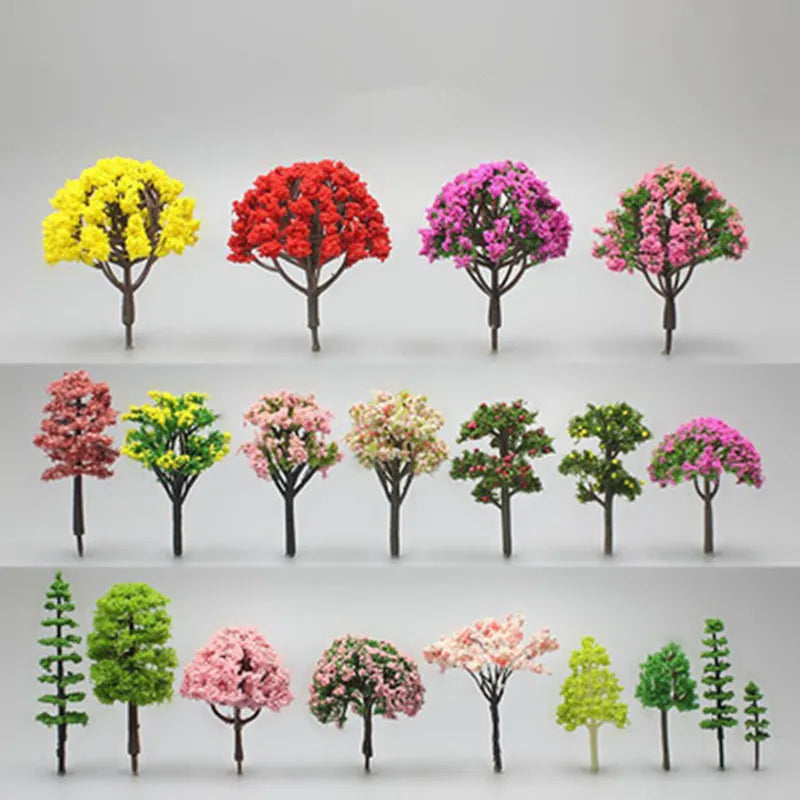 Simulation Cherry and Golden Tree Micro Landscape Models: Miniature Scenery Accessories in Various Foliage Colors