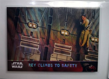 2016 Topps Star Wars Chrome The Force Awakens Rey Climbs to Safety Refractor Trading Card simple Xclusive Collectibles   