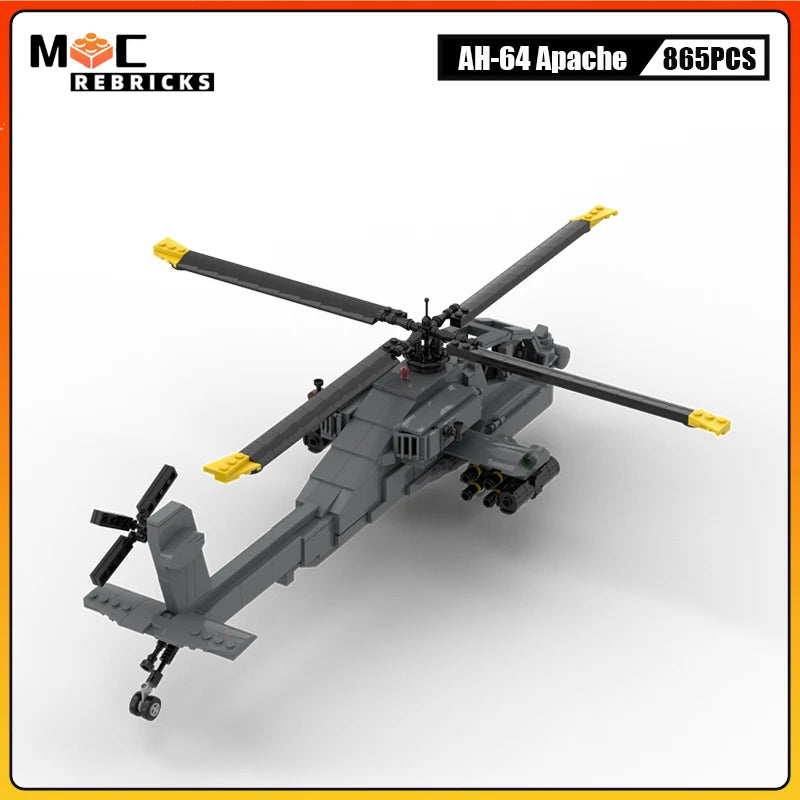 Build Your Own AH-64 Apache Helicopter - MOCREBRICKS Brick Model Playset