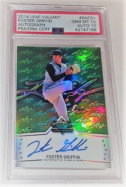 2014 Leaf Valiant Foster Griffin Dual Graded 10 Autographed Prospect Baseball Card simple Xclusive Collectibles   