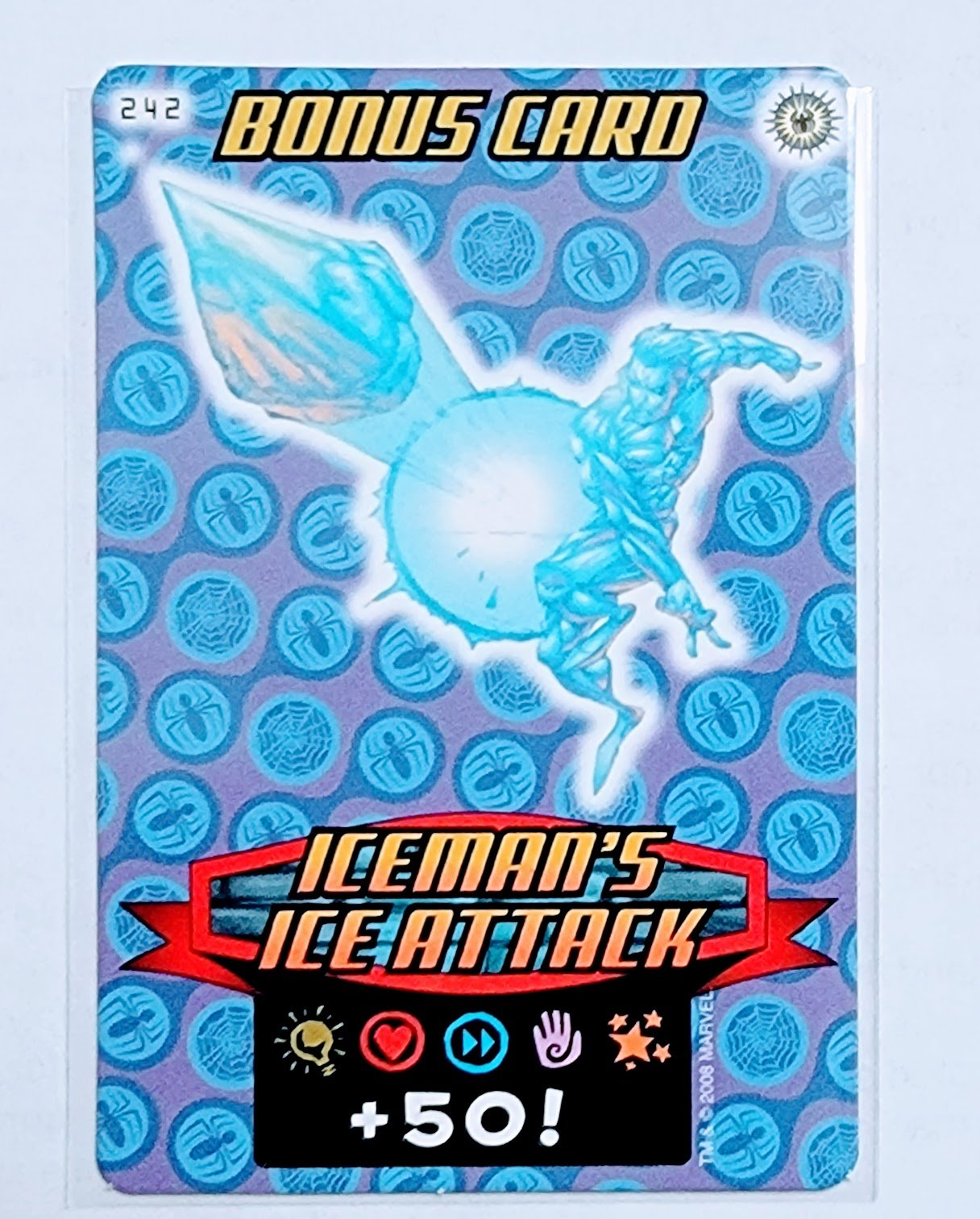 2008 Spiderman Heroes and Villains Iceman's Ice Attack Bonus Card #242 Marvel Booster Trading Card UPTI simple Xclusive Collectibles   