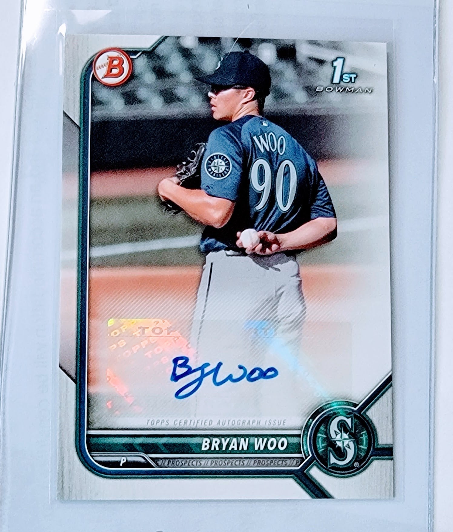 2022 Bowman Chrome Bryan Woo 1st on Bowman Prospect Autographed Baseball Trading Card GRB1 simple Xclusive Collectibles   