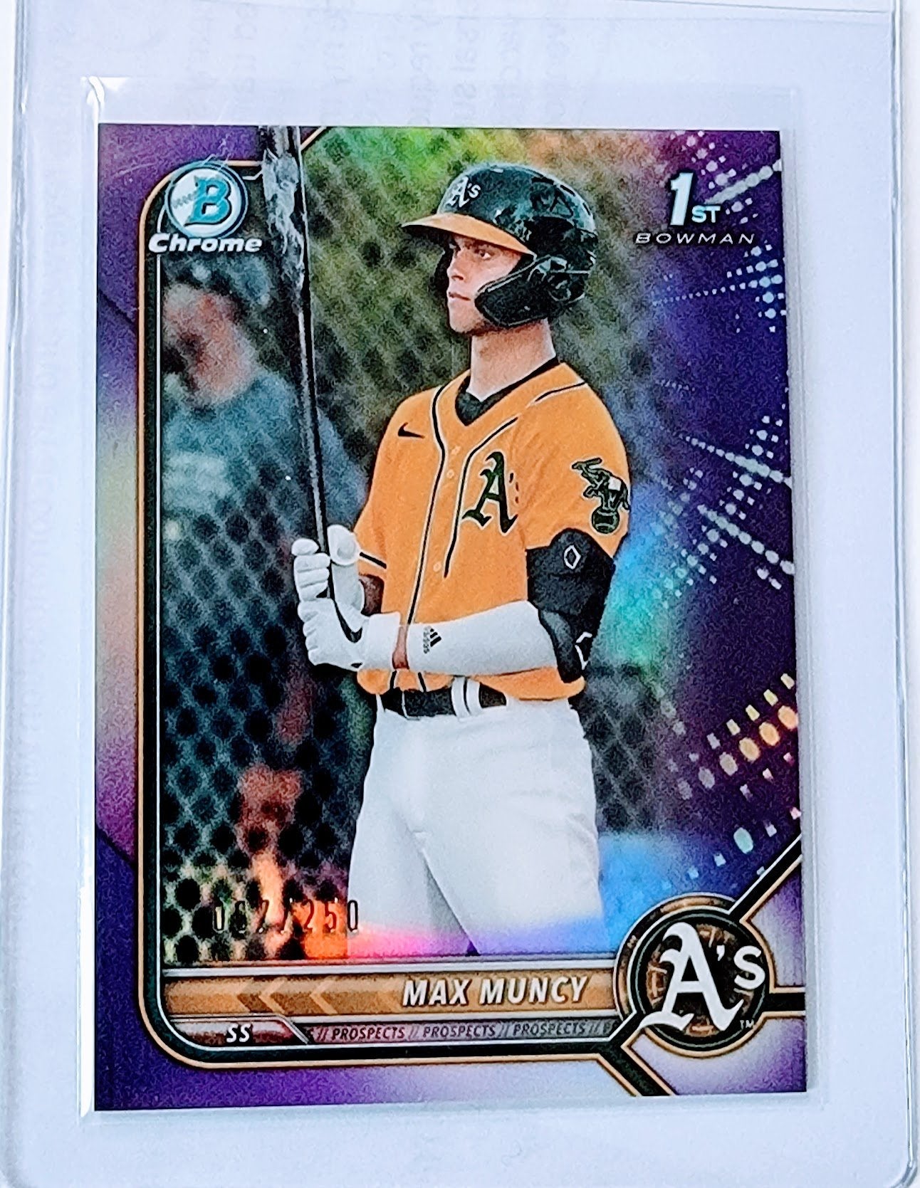 2022 Bowman Chrome Max Muncy 1st on Bowman Prospect #'d/250 Purple Refractor Baseball Trading Card GRB1 simple Xclusive Collectibles   