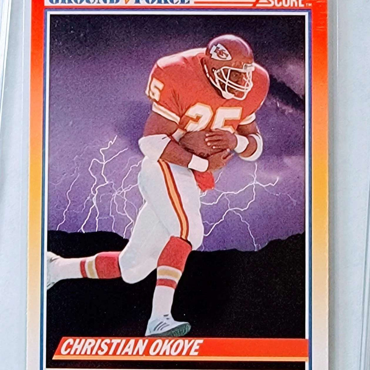 1990 Score Christian Okoye Ground Force Chiefs Card - The Power of 