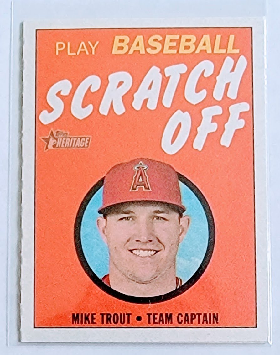2018 Topps Heritage Mike Trout Play Baseball Scratch-off Baseball Card TPTV simple Xclusive Collectibles   