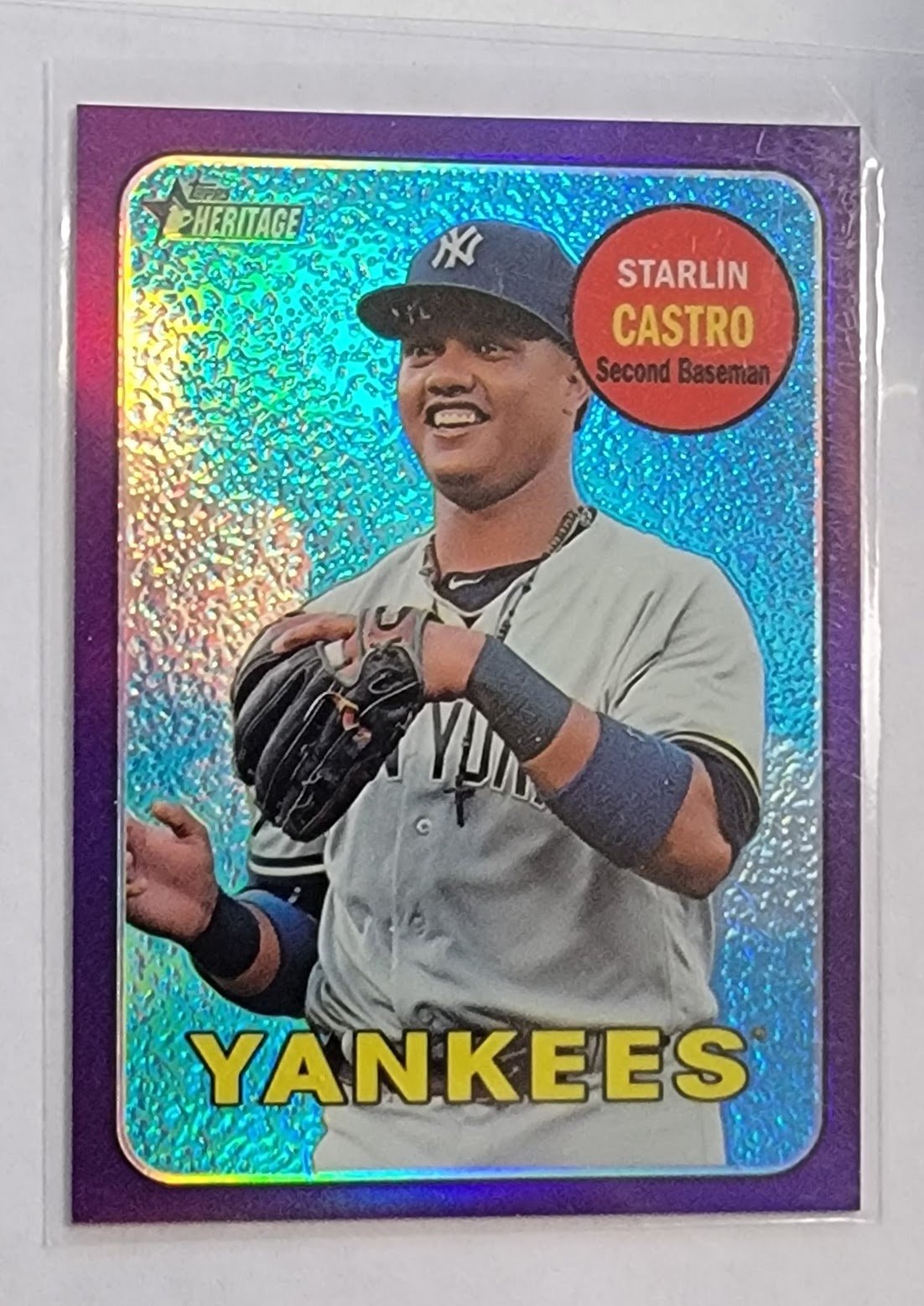 2018 Topps Heritage Starlin Castro Chrome Purple Refractor Baseball Card TPTV simple Xclusive Collectibles   