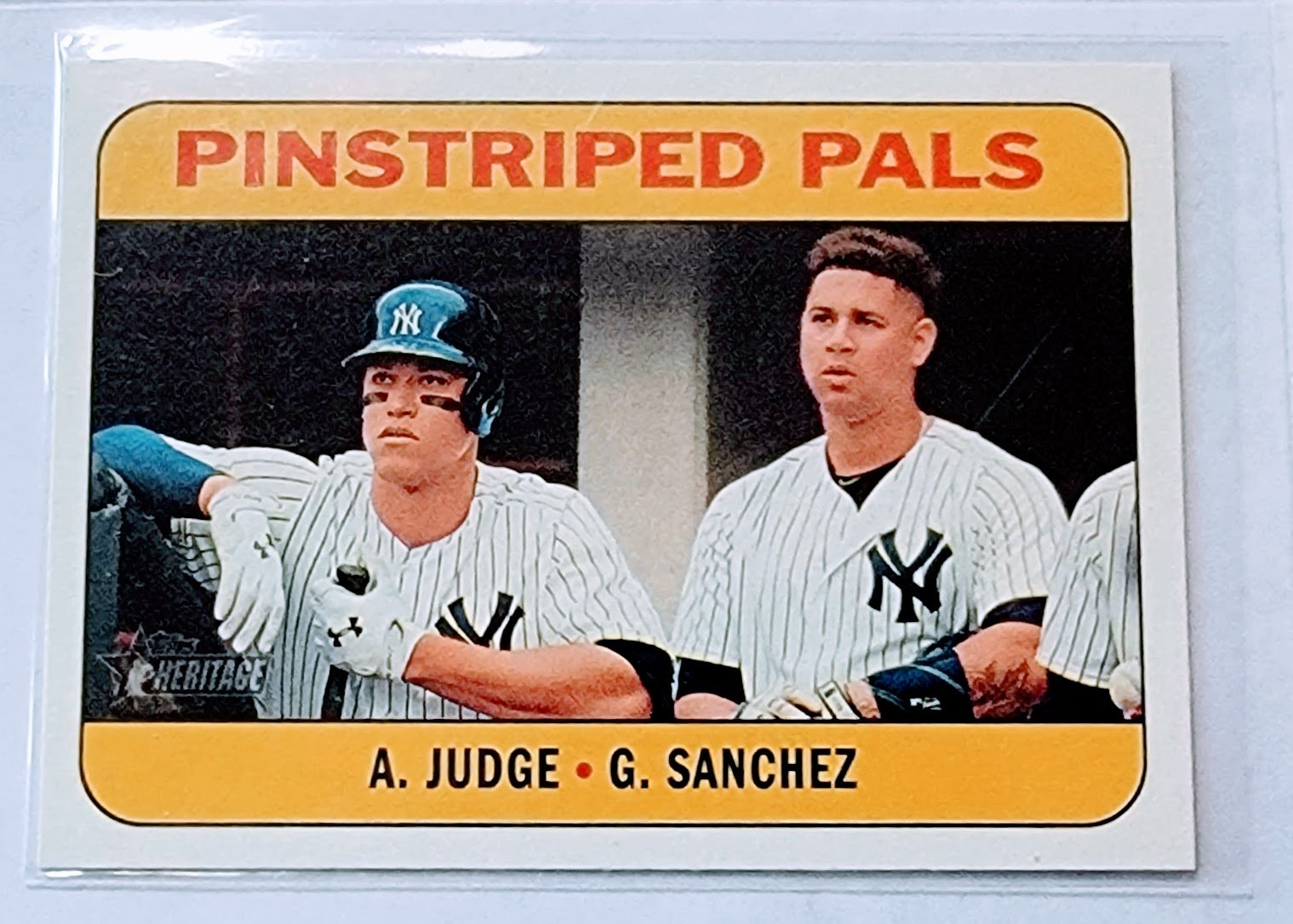2018 Topps Heritage Aaron Judge & Gary Sanchez Pinstripe Pals Insert Baseball Card TPTV simple Xclusive Collectibles   