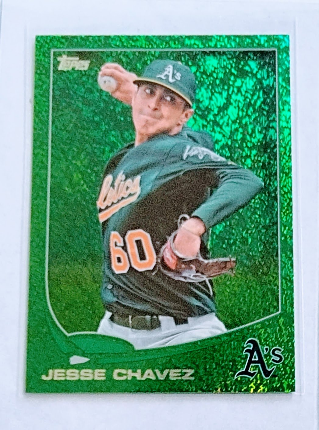 2013 Topps Update Jesse Chavez Green Emerald Baseball Card TPTV simple Xclusive Collectibles   