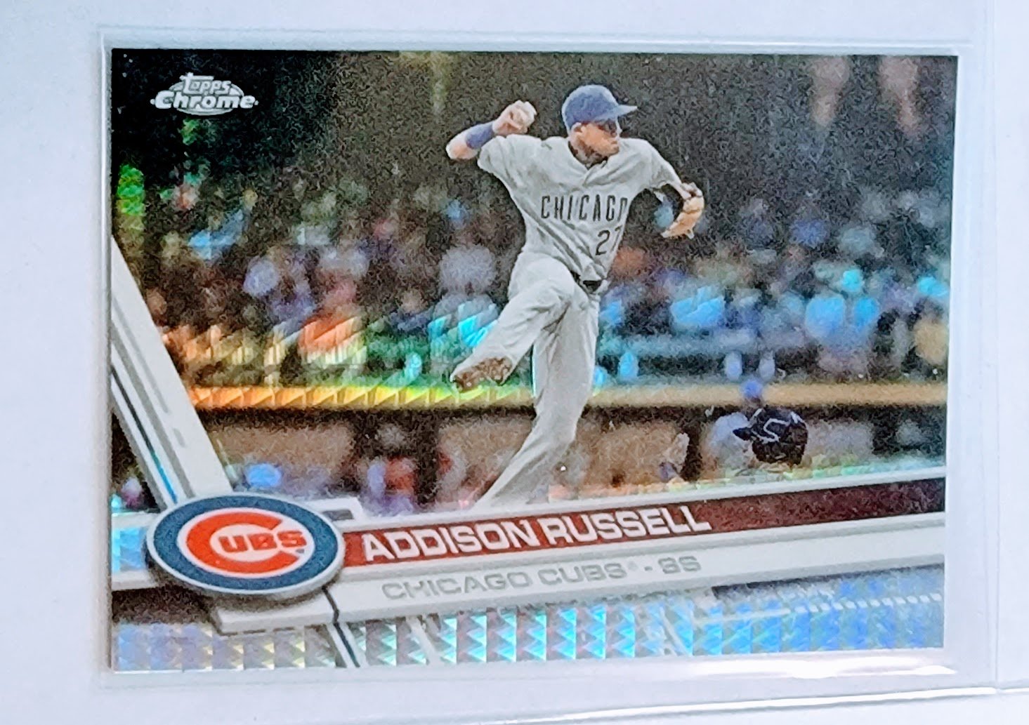 2017 Topps Chrome Addison Russell Prism Refractor Baseball Card TPTV simple Xclusive Collectibles   