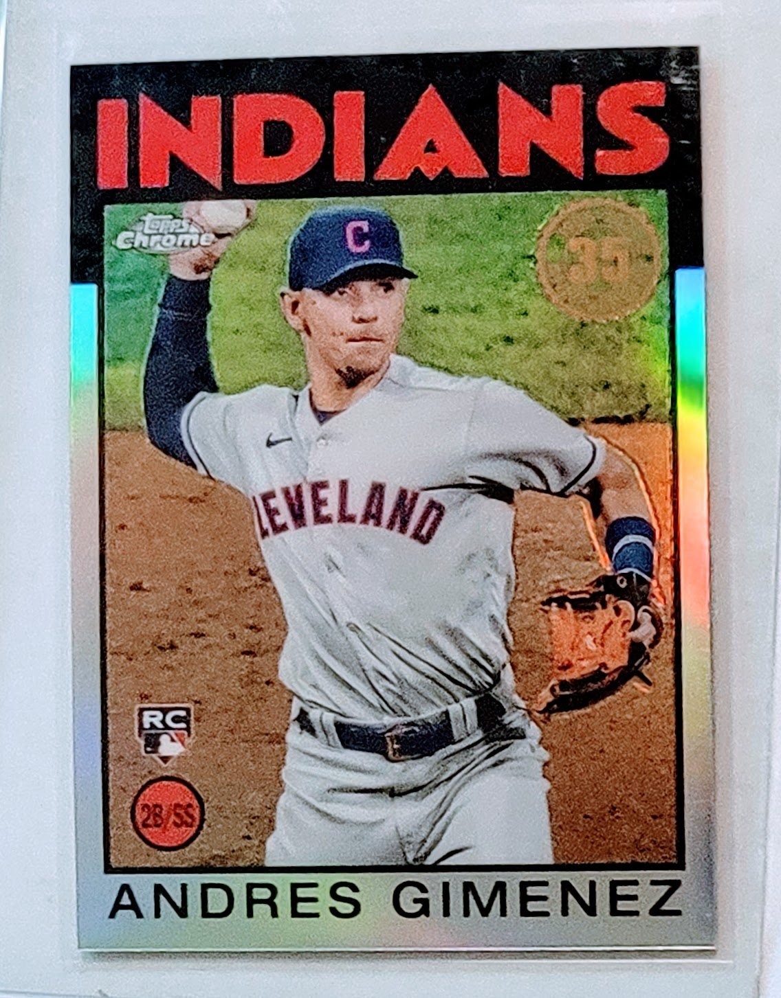 2021 Topps Chrome Update Andres Gimenez 1985 35th Anniversary Rookie Refractor Baseball Card TPTV simple Xclusive Collectibles   