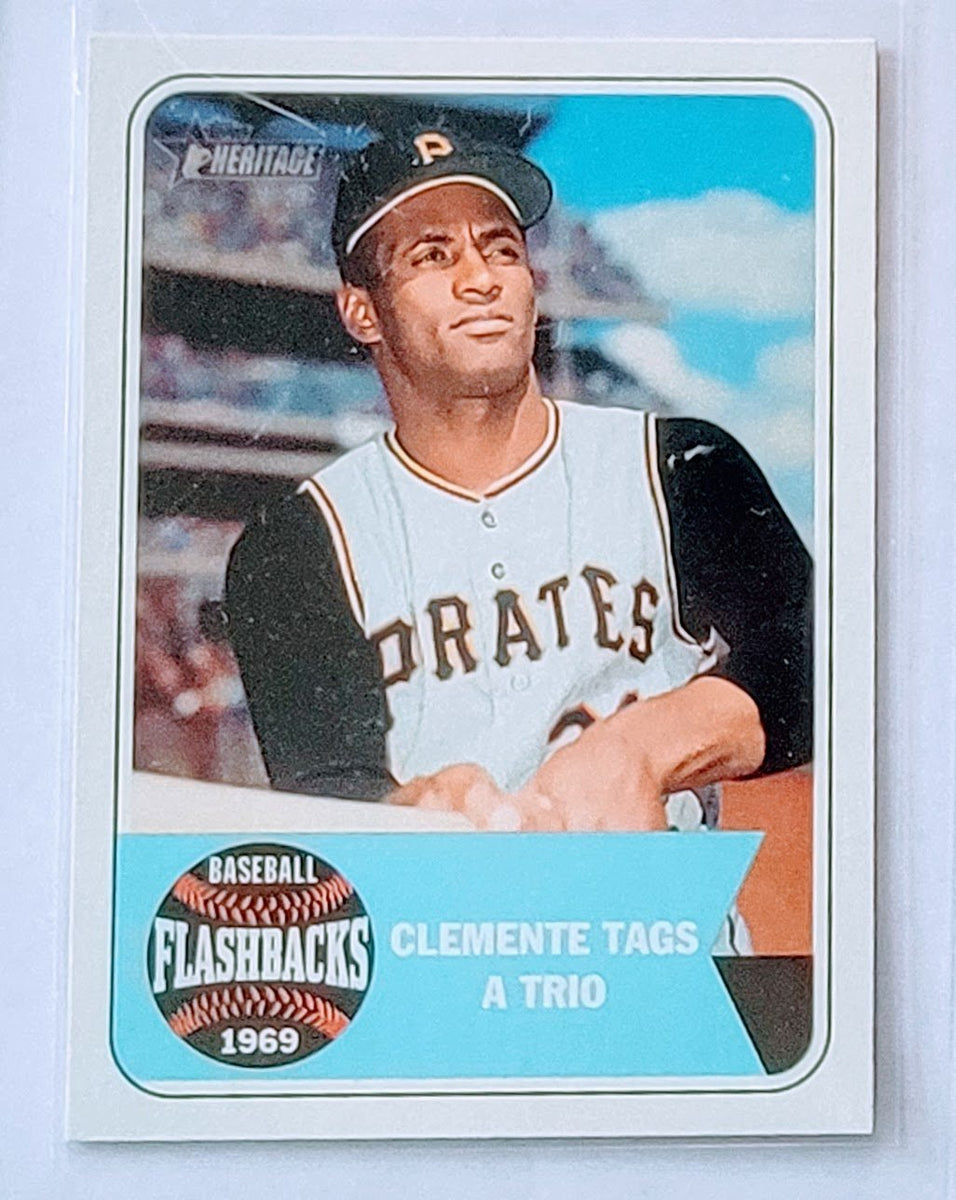 Roberto Clemente baseball card sticker poster