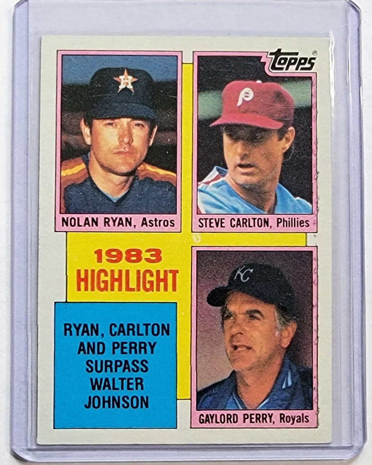 1984 Topps Nolan Ryan, Steve Carlton & Gaylord Perry 1983 Highlights Baseball Trading Card, 1ea TPTV simple Xclusive Collectibles   