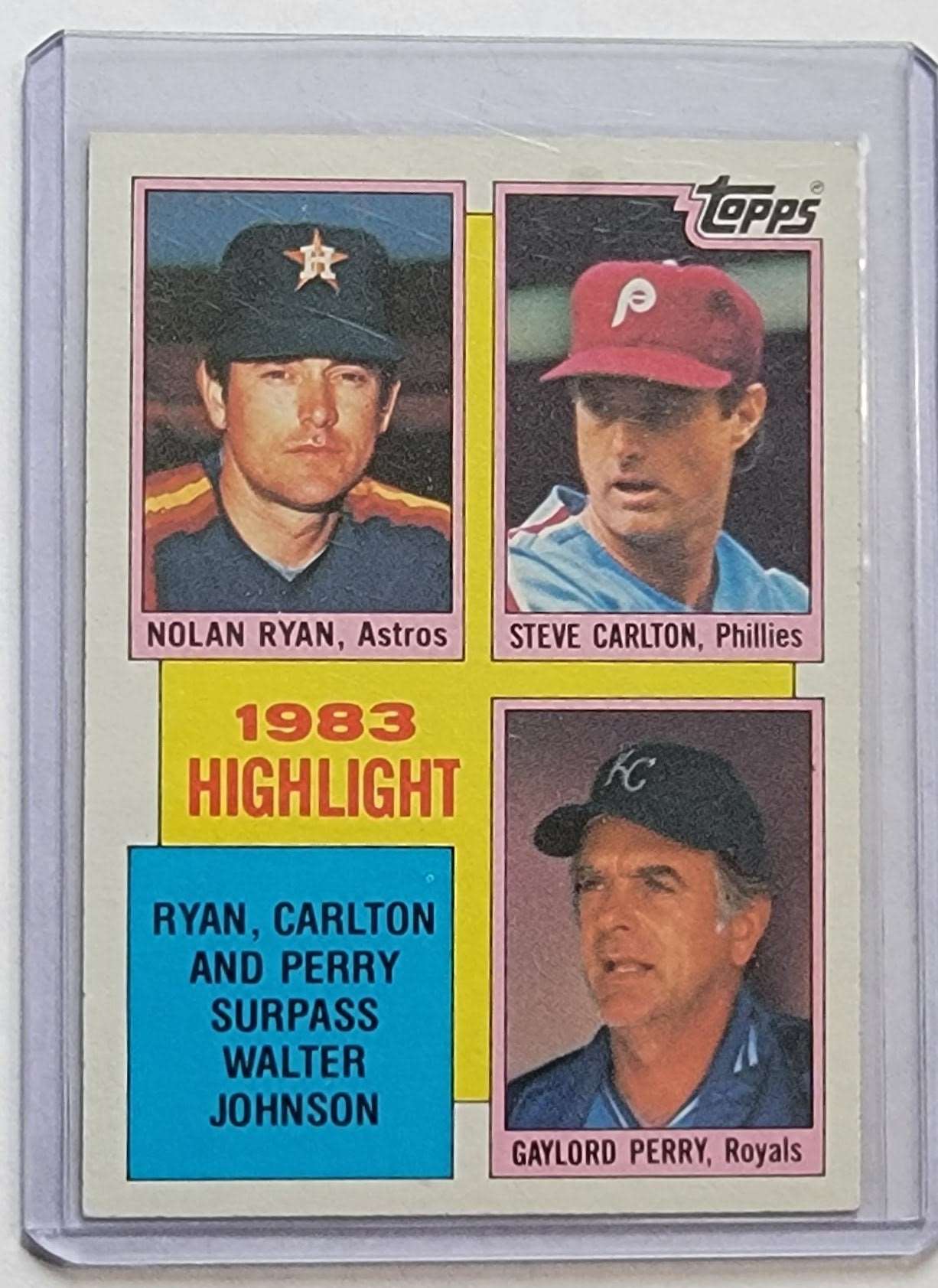 1984 Topps Nolan Ryan, Steve Carlton & Gaylord Perry 1983 Highlights Baseball Trading Card, 1ea TPTV simple Xclusive Collectibles   