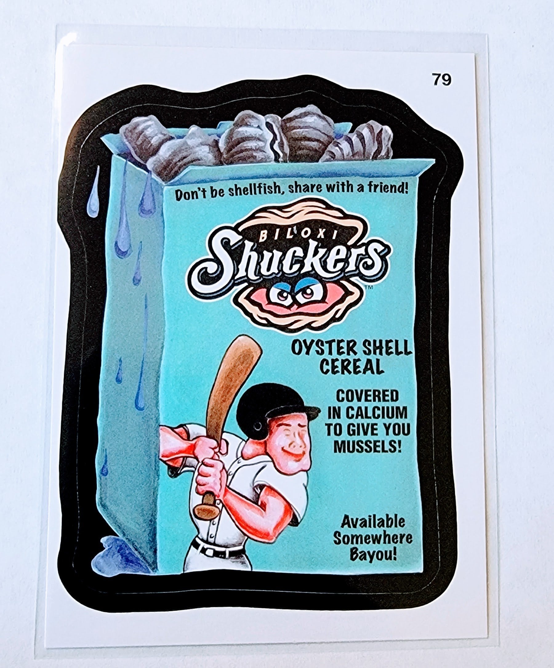 2016 Topps MLB Wacky Packages Biloxi Shuckers Ouster Shell Cereal #79 Sticker Trading Card MCSC1 simple Xclusive Collectibles   