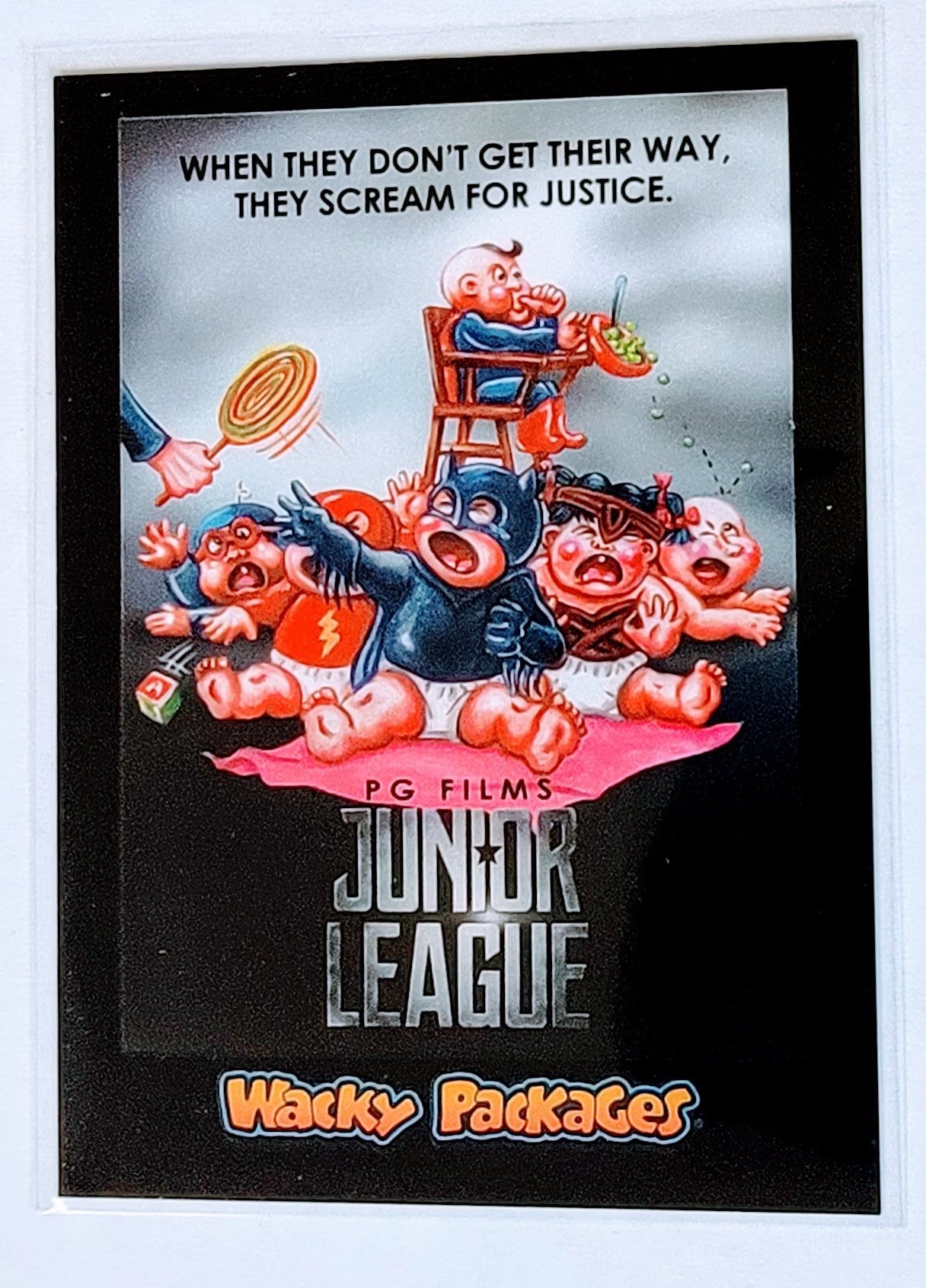 2018 Wacky Packages Go to the Movies Action Film Stickers Junior League PG Films #3 Sticker Trading Card MCSC1 simple Xclusive Collectibles   
