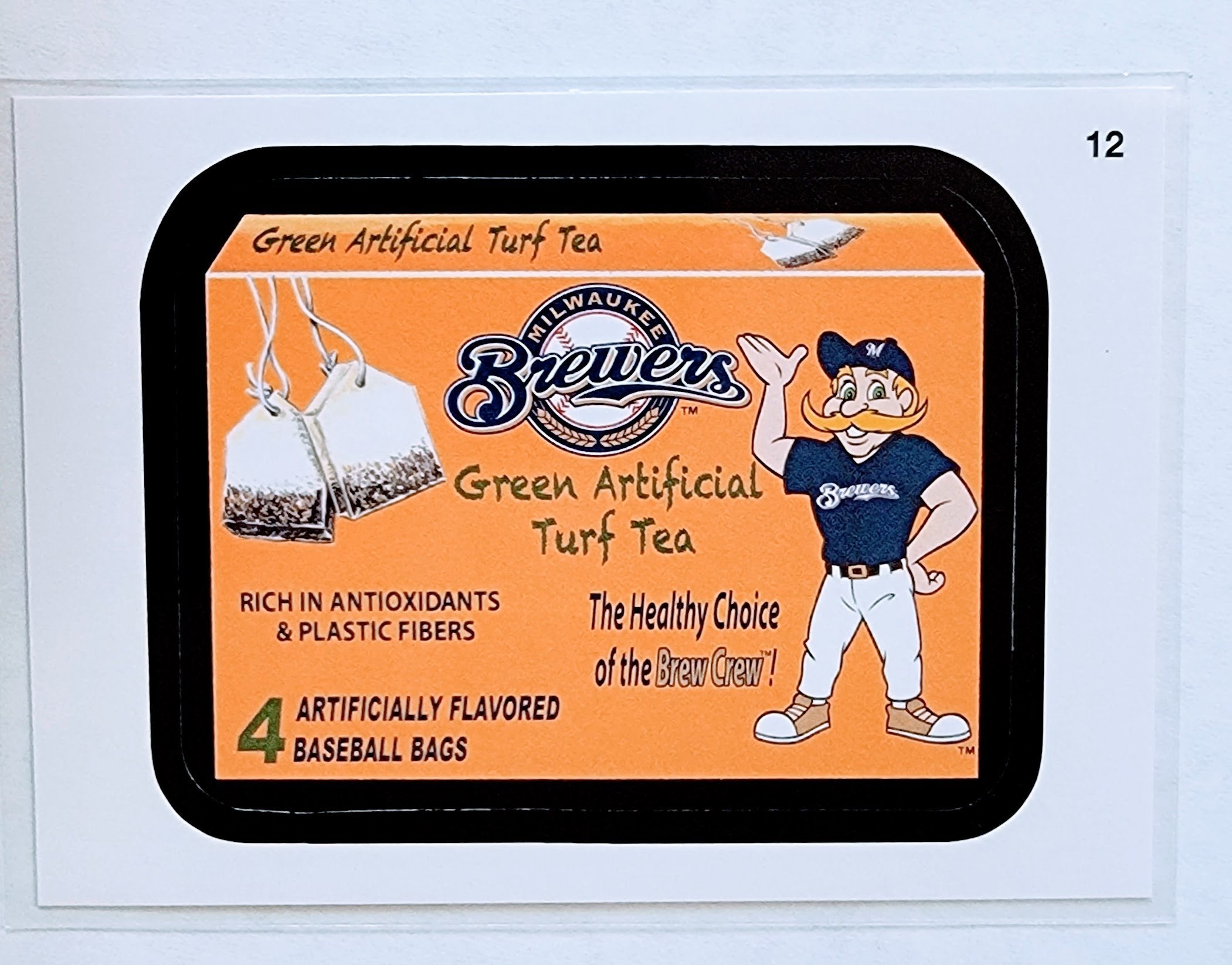 2016 Topps MLB Baseball Wacky Packages Brewers Green Artificial Turf Tea Sticker Trading Card MCSC1 simple Xclusive Collectibles   