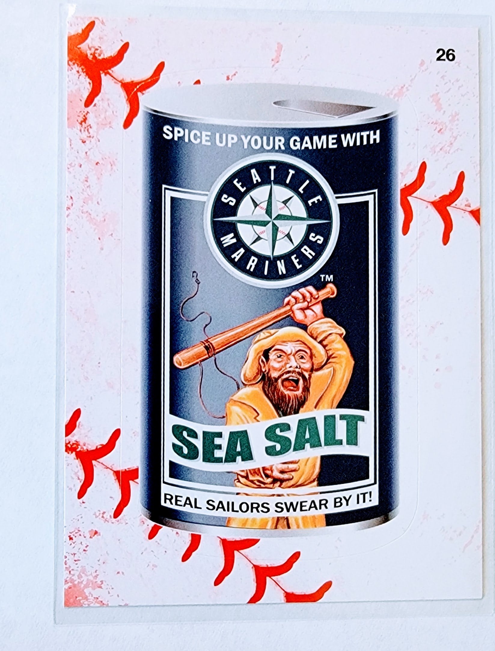 2016 Topps MLB Baseball Wacky Packages Seattle Mariners Sea Salt Lace Parallel Sticker Trading Card MCSC1 simple Xclusive Collectibles   